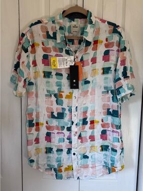WROGN Medium Multicolor Abstract Print Short Sleeve Button-Down Shirt